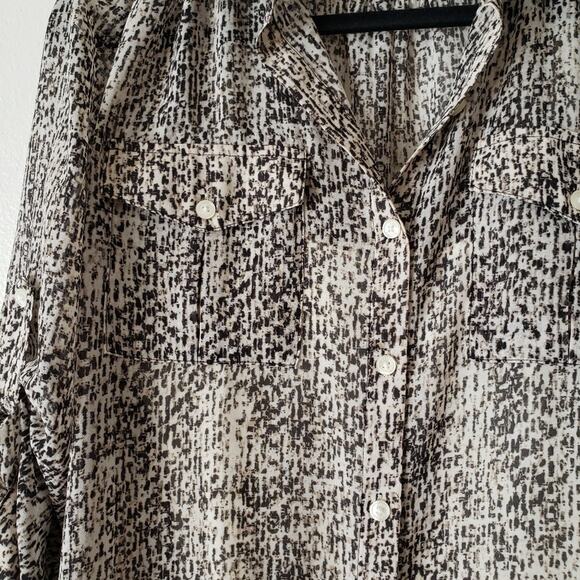DKNYC Patterned Button Down Blouse with Built-In Cami - Picture 2 of 14